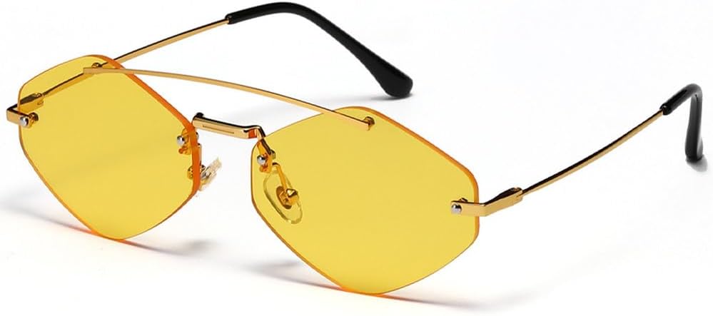 

Модные солнцезащитные очки без оправы для мужчин и женщин, стильные солнцезащитные очки из сплава металла, подарки для вечеринок, защита от ультрафиолета UV400, SUN4521 Generic, Gold Yellow