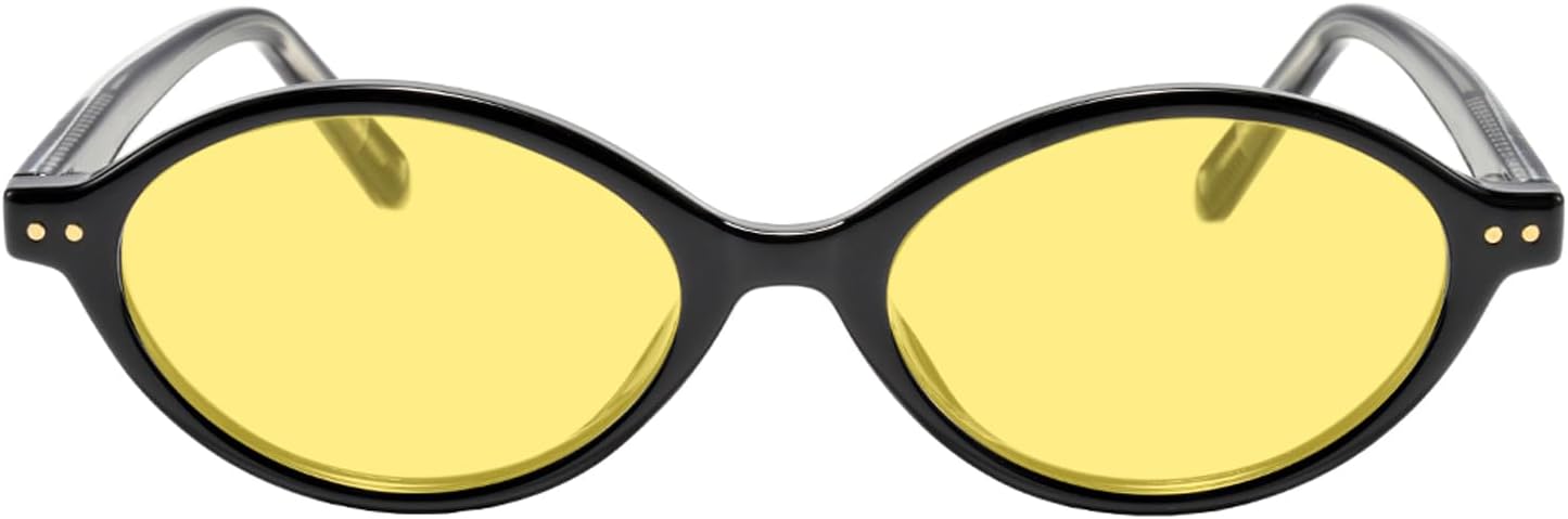 

Солнцезащитные очки TIJN Olisa Retro Oval для женщин и мужчин – поляризованные, с защитой от УФ-излучения UV400, легкая и стильная оправа, модные солнцезащитные очки, 04. Black / Yellow