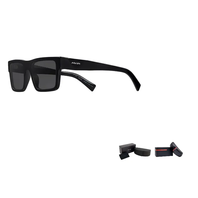 

PRADA Прямоугольные солнцезащитные очки в оправе, Black Gray