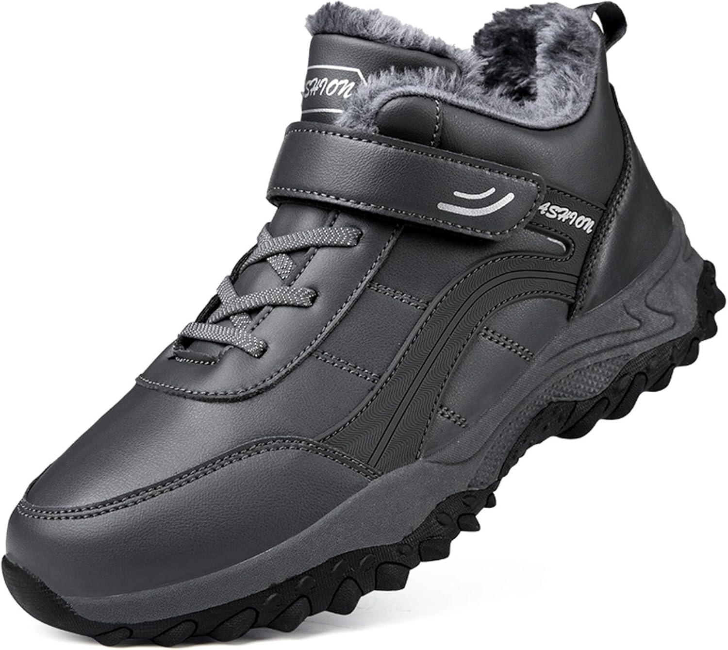 

Женские и мужские зимние сапоги для снега, теплые, с меховой подкладкой, противоскользящие Diycam, серый