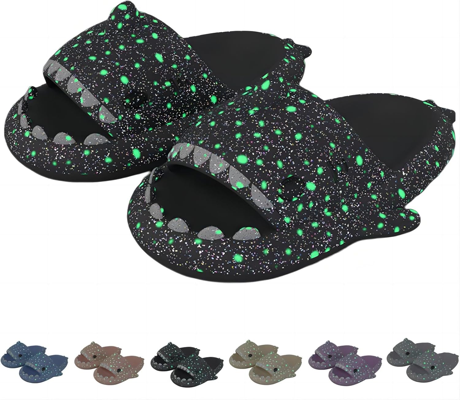 

Тапочки «Галактическая Акула», светящиеся тапочки с акулой, светящиеся в темноте с толстой подошвой, противоскользящие открытые тапочки-акула Generic