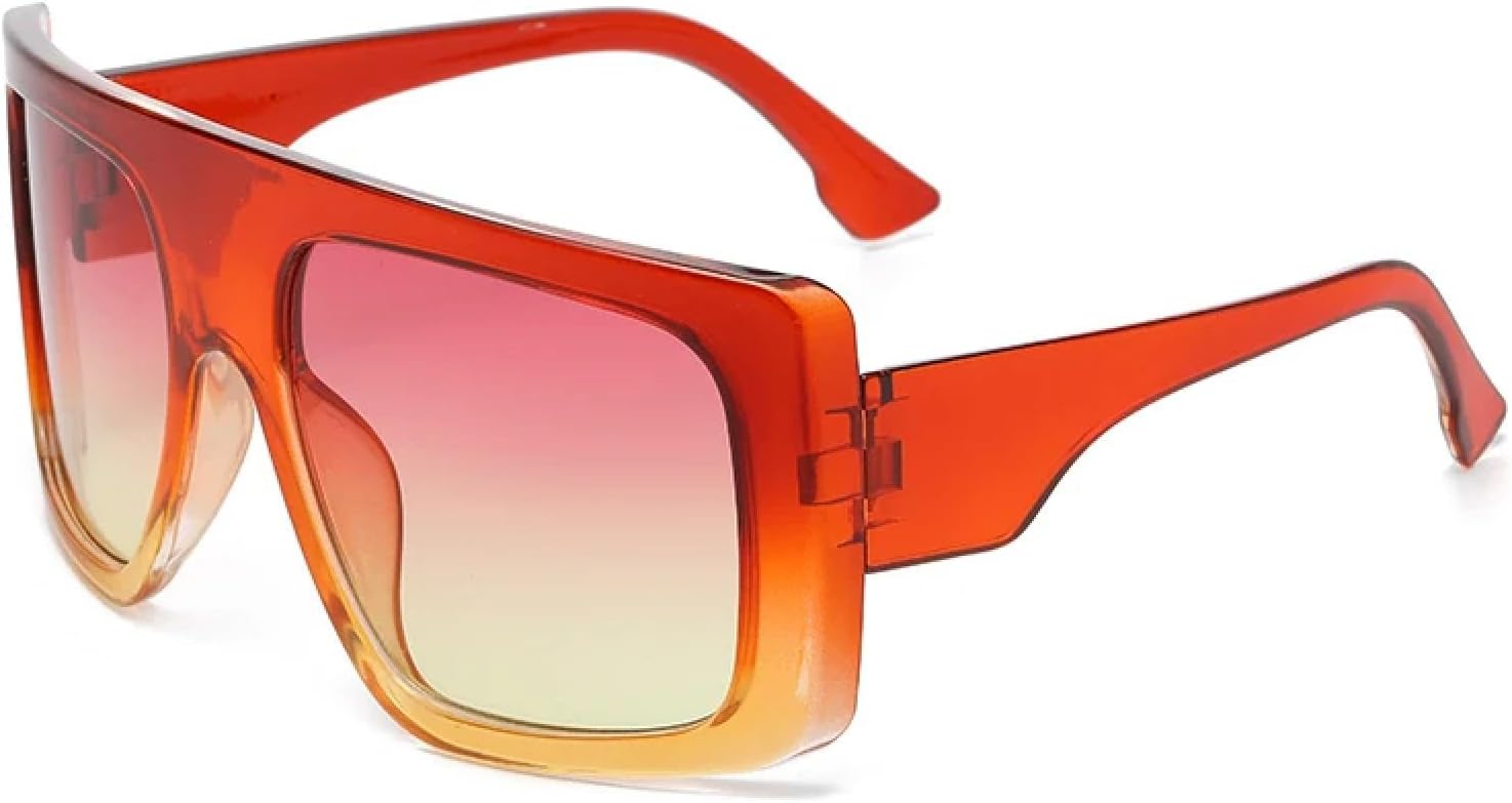 

Большие женские ретро-солнцезащитные очки с черным градиентом для мужчин, солнцезащитные очки в крупной оправе с защитой от УФ-излучения UV400 TKKTLLT, Red Orange Yellow