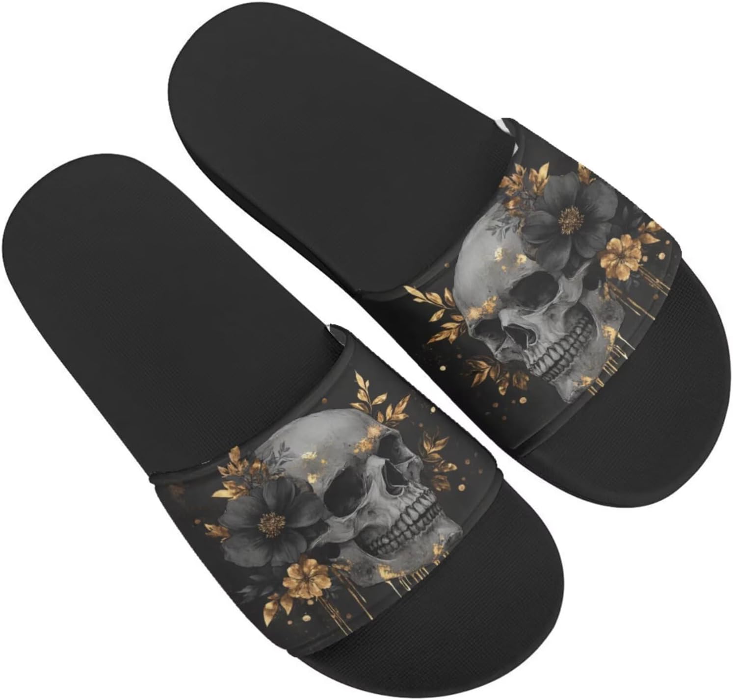 

Женские шлепанцы GETELINSENG с принтом черепа на День мертвых, летние домашние тапочки с нескользящей подошвой, тапочки на носок для дома и улицы, Skull Floral