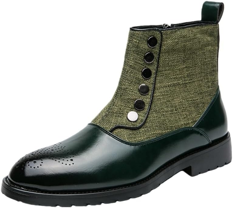 

Модные мужские ботинки выше щиколотки с боковой молнией, верх из текстиля, подходят для офисного и уличного использования Fusecottc, зеленый