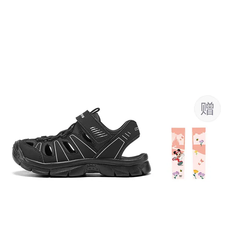 

Skechers Kids Сандалии детские, нескользящие, износостойкие, дышащие, черного/серебристого цвета