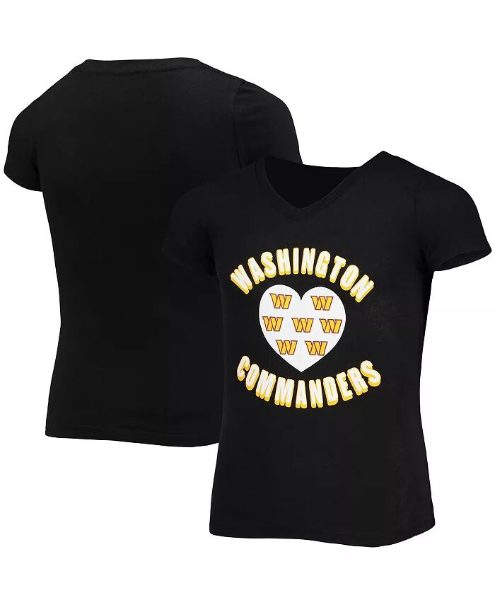

Футболка Big Girls Black Washington Commanders с V-образным вырезом New Era