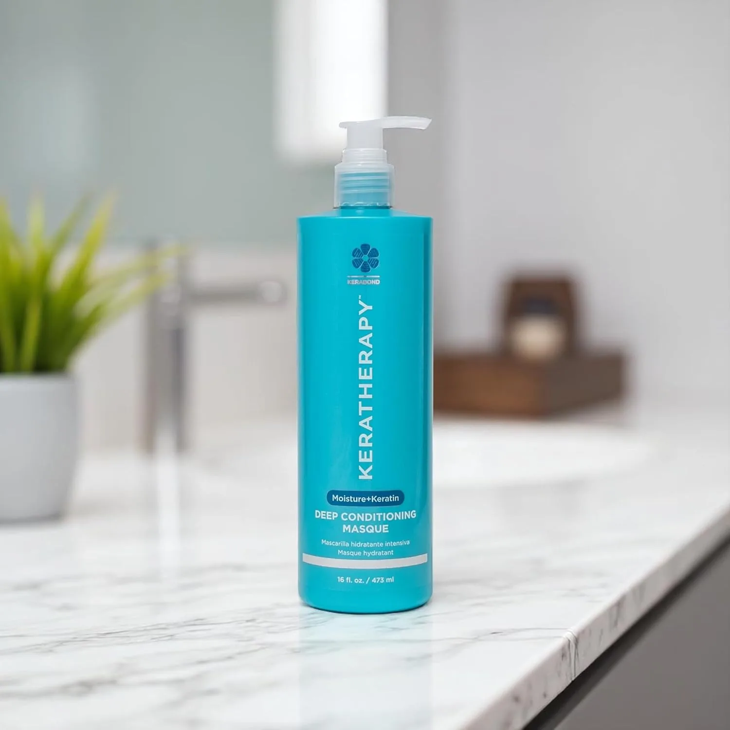 KERATHERAPY Keratin Infused Deep Conditioning Masque, 500 мл - увлажняющая маска для глубокого кондиционирования волос с Kerabond, маслом жожоба, экстрактом корня крапивы, маслом пшеницы и персидским орехом — фото 2