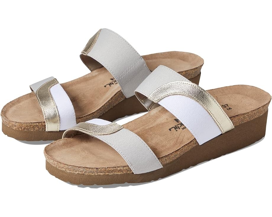 

Туфли Naot Frankie, цвет Radiant Gold Leather/Ice Gray and White Stretch