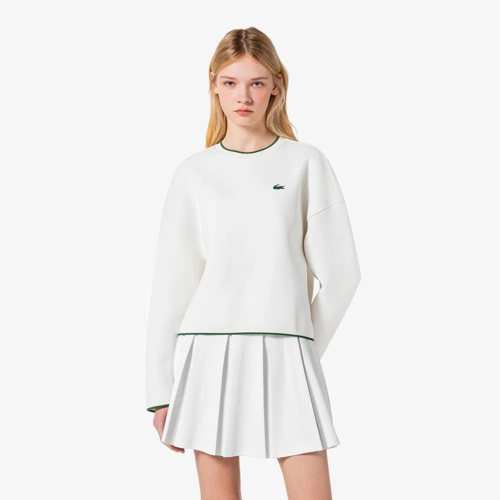 Свитшот женский Lacoste с круглым вырезом, белый/зеленый — фото 4