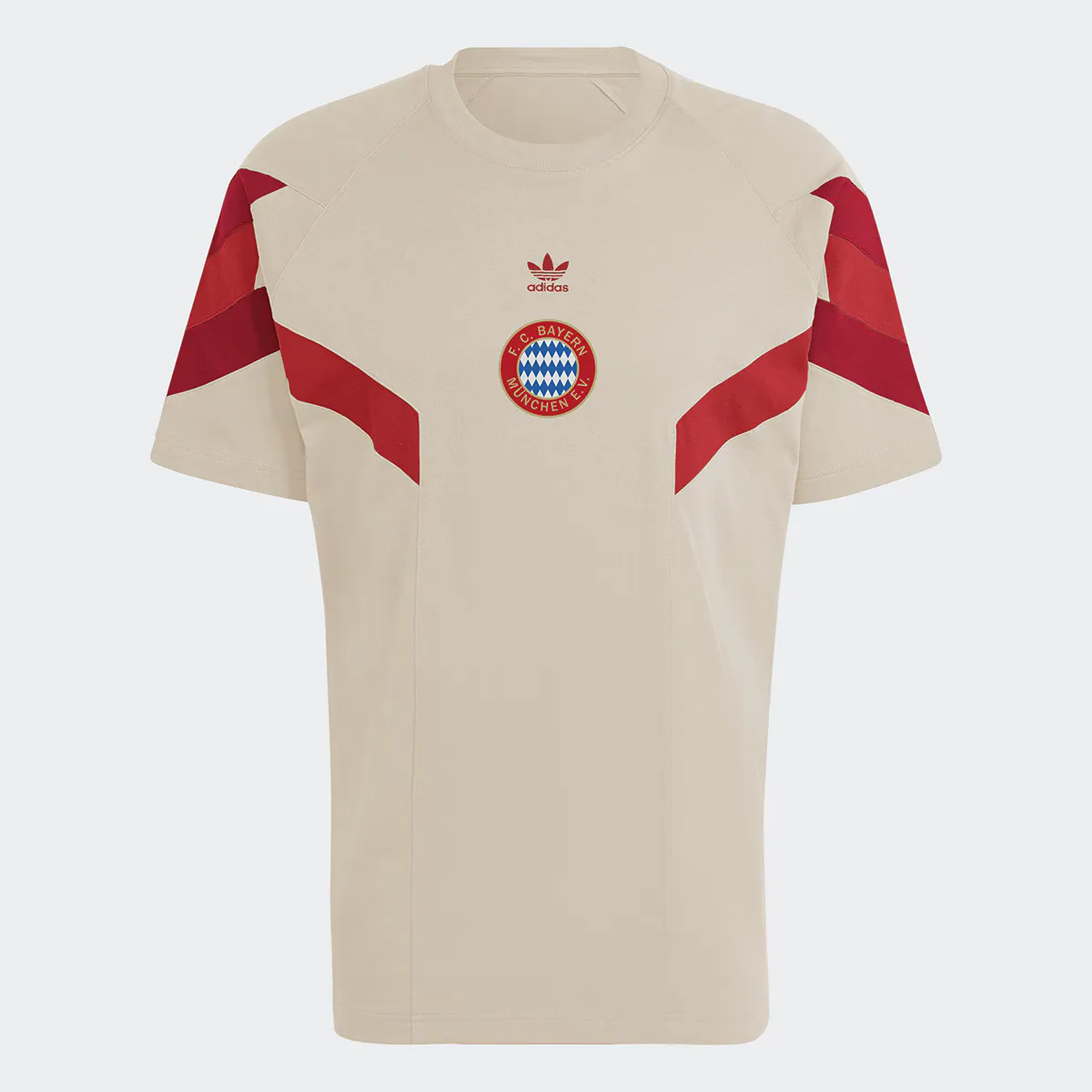 

Мужская домашняя футболка ФК Бавария Мюнхен 2024-2025 Adidas, бежевый/красный