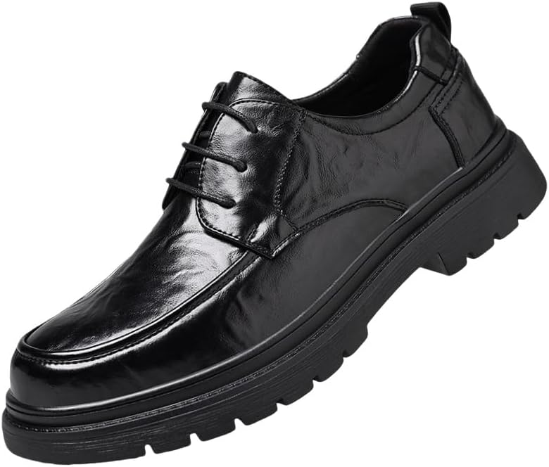 

Мужские повседневные кожаные туфли - с шнуровкой - подходят для комфортной ходьбы на улице - для поездок на работу - для бизнеса Fusecottc, черный