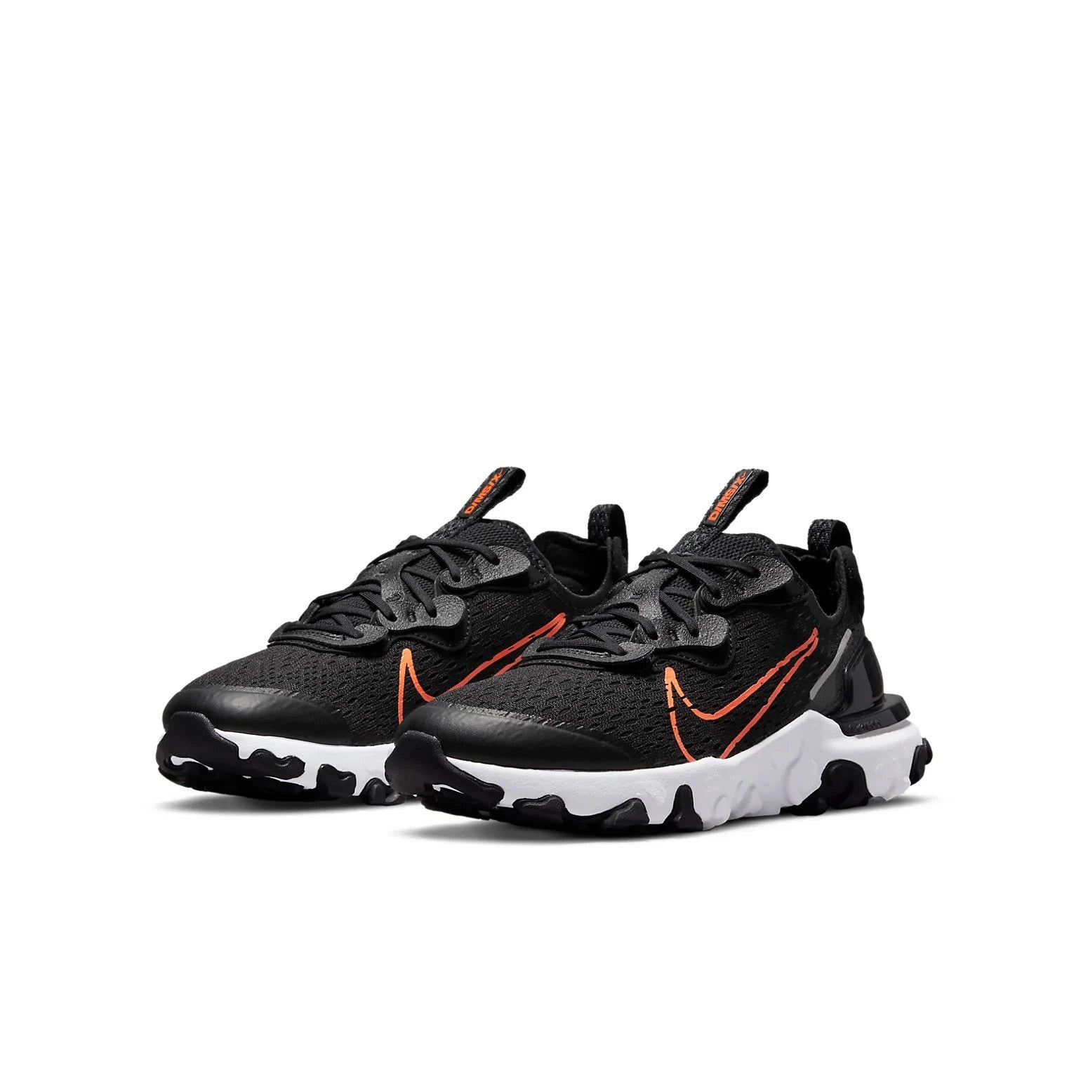 

Детские низкие беговые кроссовки Nike React Vision GS DM3213-001, черные с оранжевым рисунком