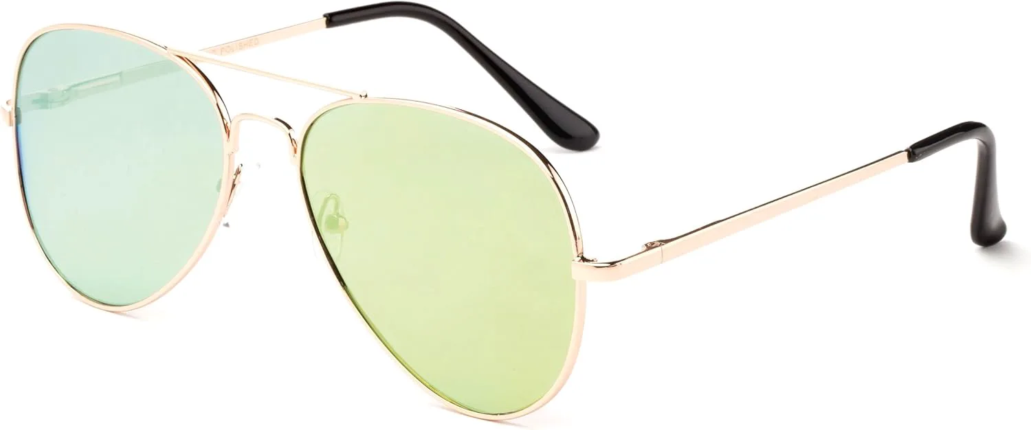 

Солнцезащитные очки-авиаторы с плоскими зеркальными линзами, 100% защита от УФ-излучения, для женщин и мужчин Newbee Fashion Sunglasses, Gold/Light Green