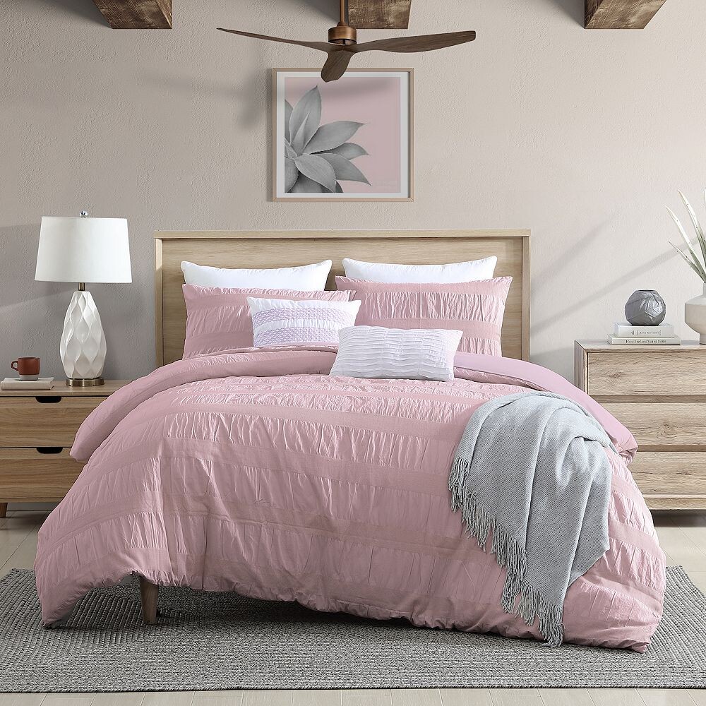 

Комплект пододеяльников Swift Home из мозельской ткани со сборками и накладками из вафельной ткани, розовый