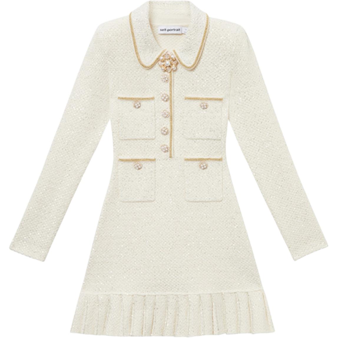 

Self-portrait Женское платье с длинным рукавом цвета слоновой кости Self portrait