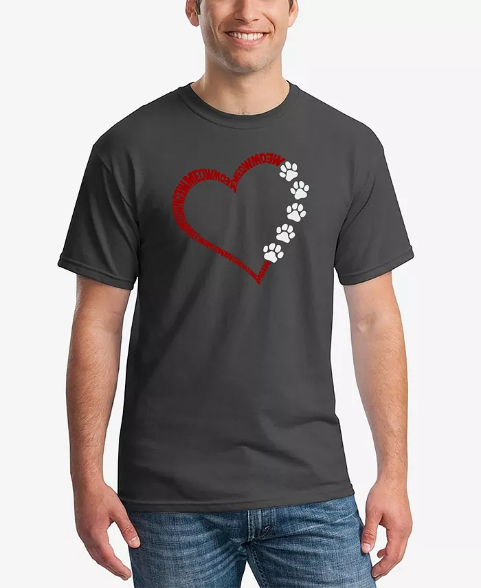 

Мужская футболка Meow Heart Word Art LA Pop Art, серый