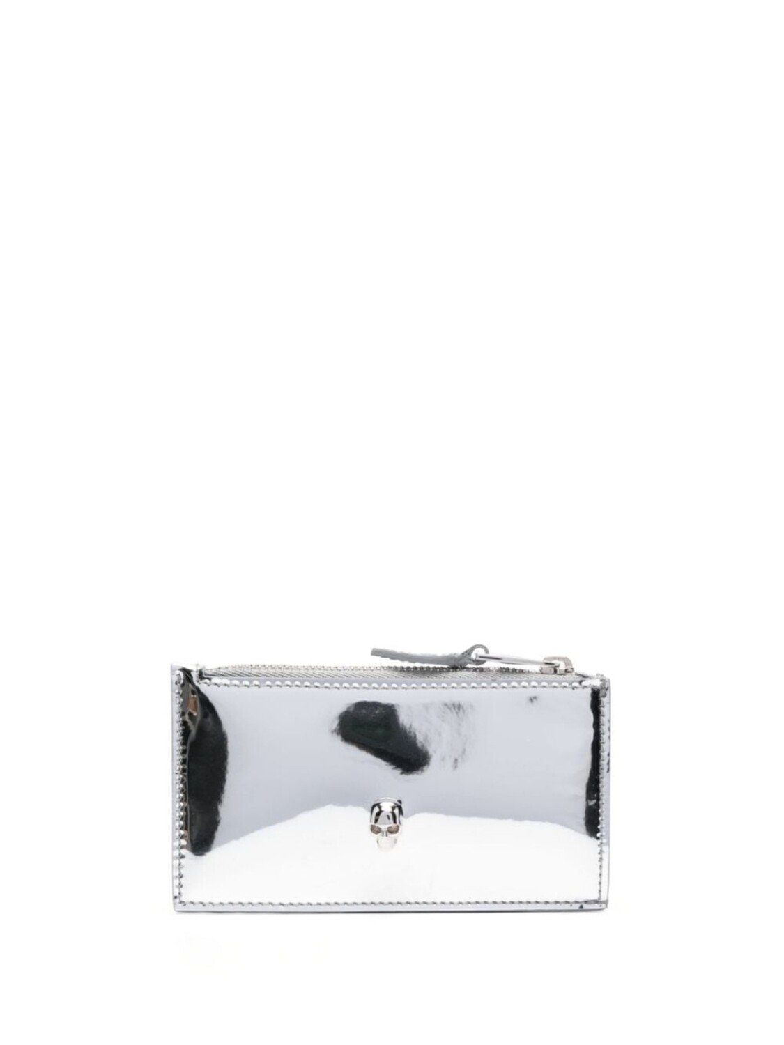 

Alexander McQueen кошелек с эффектом металлик и декором Skull, серебристый