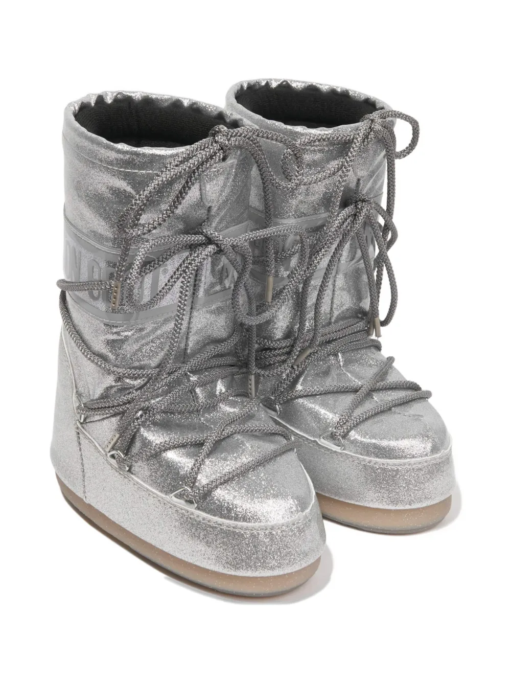 

Блестящие ботинки на шнуровке Moon Boot Kids, серебряный
