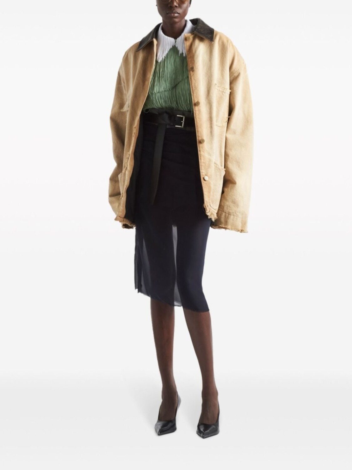 Куртка Prada из переработанного хлопка, бежевый