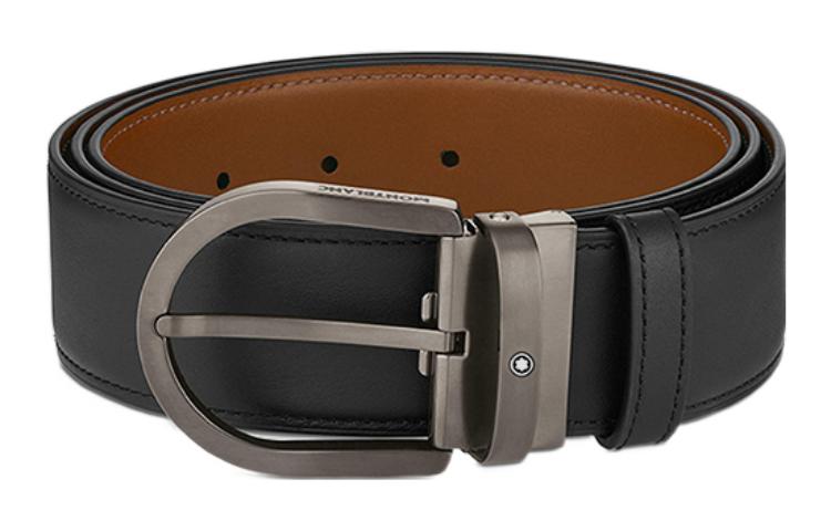

MONTBLANC Мужской кожаный ремень черно-коричневый шириной 4 см, Black/Brown