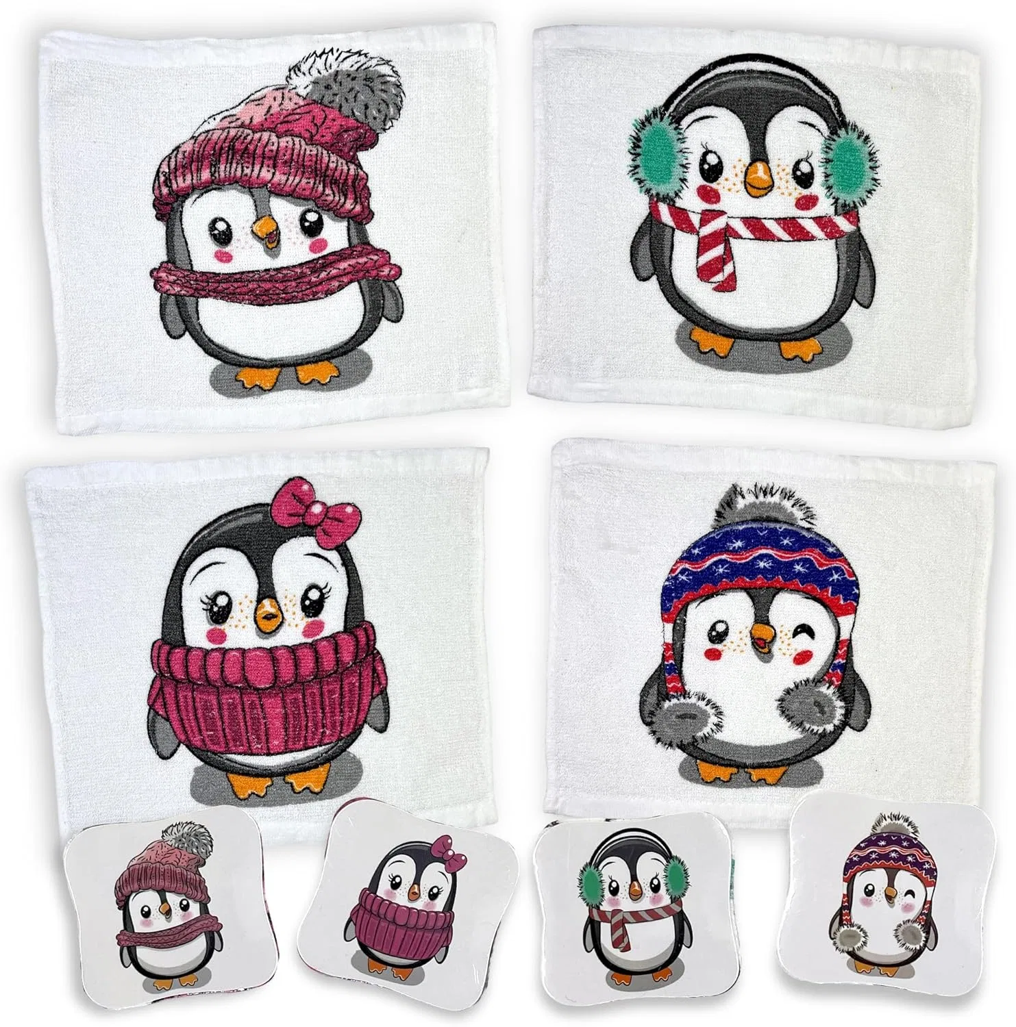 Набор волшебных полотенец-мочалок «Пингвины» Mik Funshopping, Set Of 4 Penguins