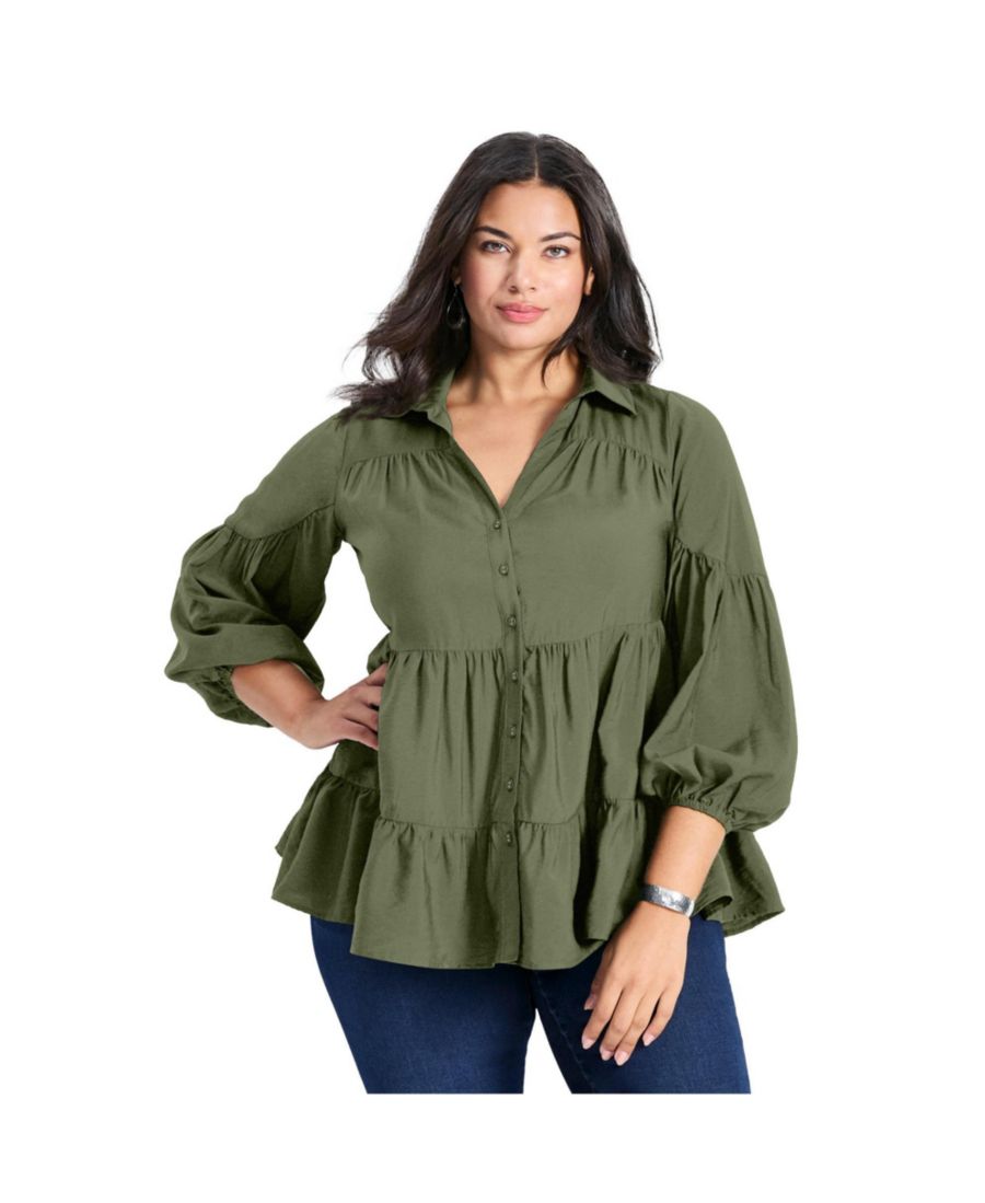 

Женская туника-рубашка Amari с многоярусной юбкой AVENUE, Fern