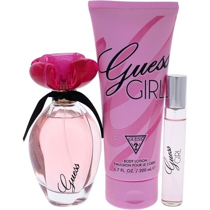 Girl By For Women Подарочный набор из 3 предметов 3,4 унции Edt спрей 0,5 унции Edt спрей 6,7 унций лосьона для тела, Guess — фото 2