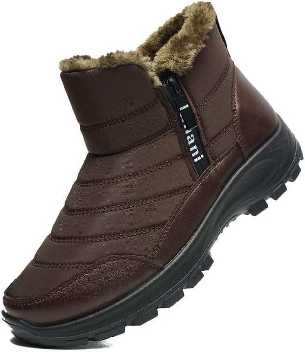 

Мужские зимние ботинки Hanani Mens с меховой подкладкой, утепленные, на щиколотку, застежка-молния, водонепроницаемые, для улицы, легкие и удобные, коричневый