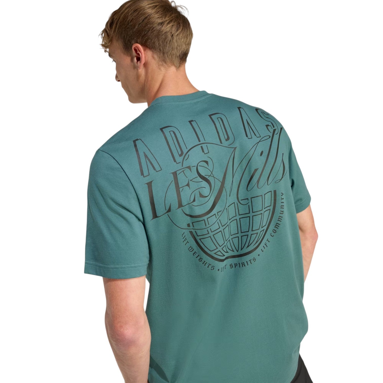 Футболка Adidas x Les Mills Glove Graphic T-Shirt 'Preloved Teal' — фото 4