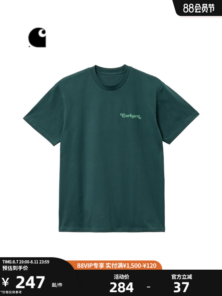 

Футболка мужская Carhartt WIP с американским принтом, черный