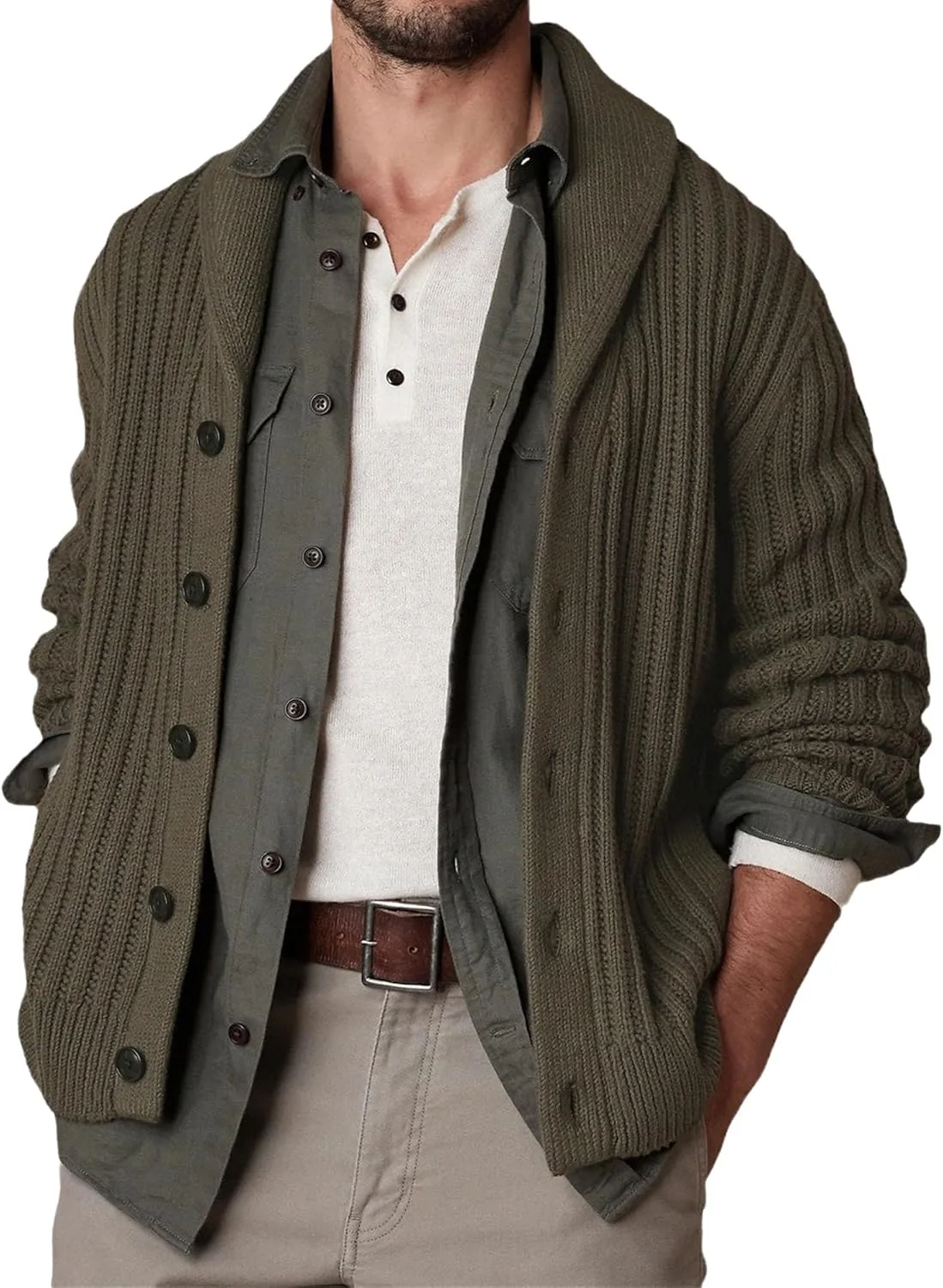 

Мужской кардиган с шалью и длинными рукавами Maiyifu-GJ