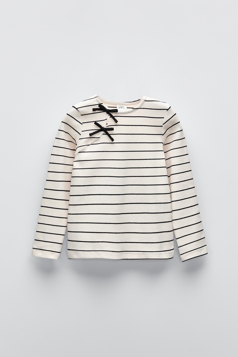 

Футболка в рубчик с полосатой лентой ZARA, цвет stripes