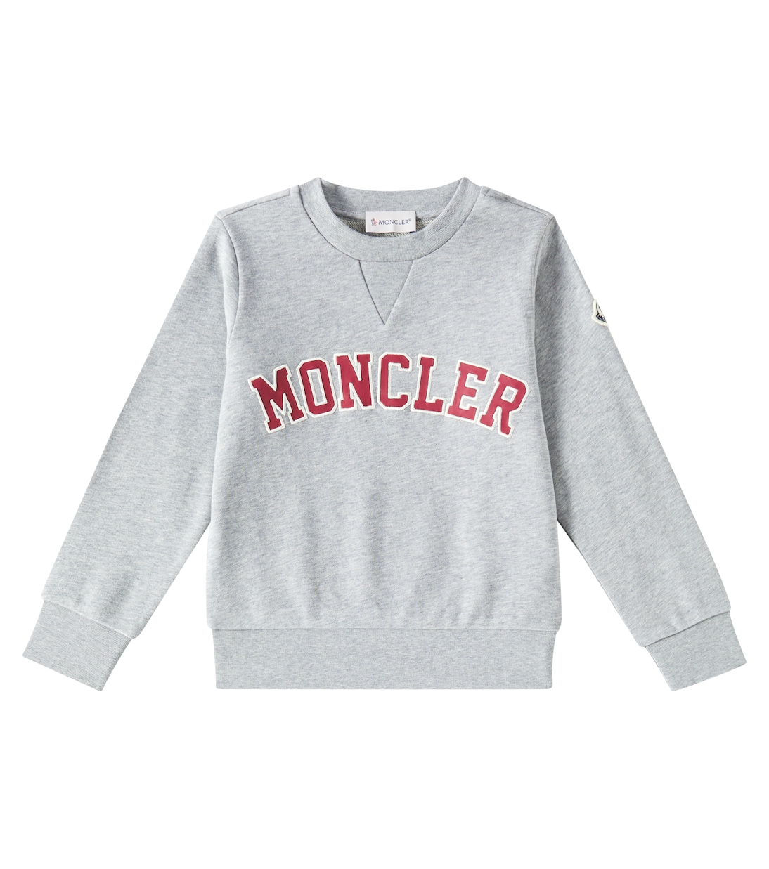 

Логотип хлопковый флисовый свитшот Moncler Enfant, серый
