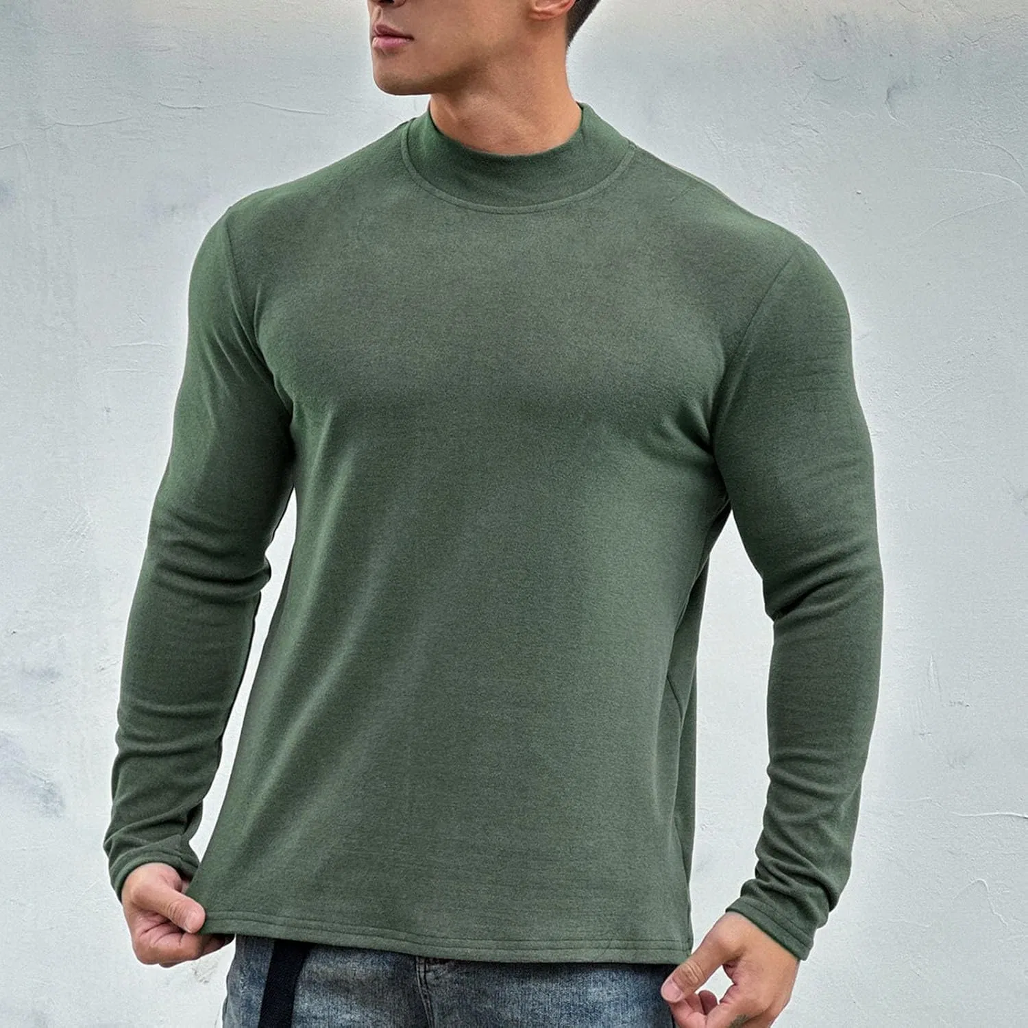 Мужская футболка с длинным рукавом, быстросохнущая, Army Green — фото 2