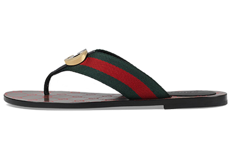 Вьетнамки женские Gucci Web Thong, черный / зеленый / красный