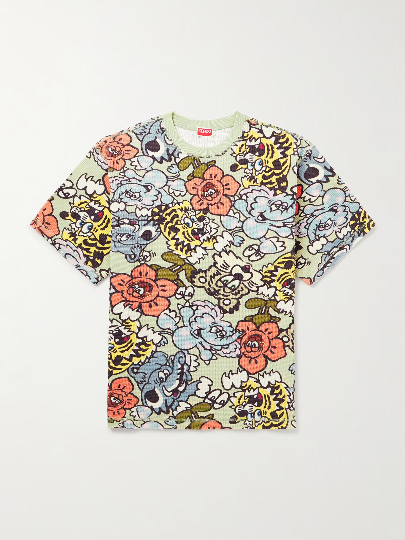 

Футболка из хлопка с вафельным узором Verdy Printed KENZO, зеленый
