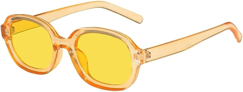 

Овальные вогнутые винтажные солнцезащитные очки для женщин, модные ретро-солнцезащитные очки для женщин, винтажные круглые солнцезащитные очки UJNHGQ, Yellow Yellow