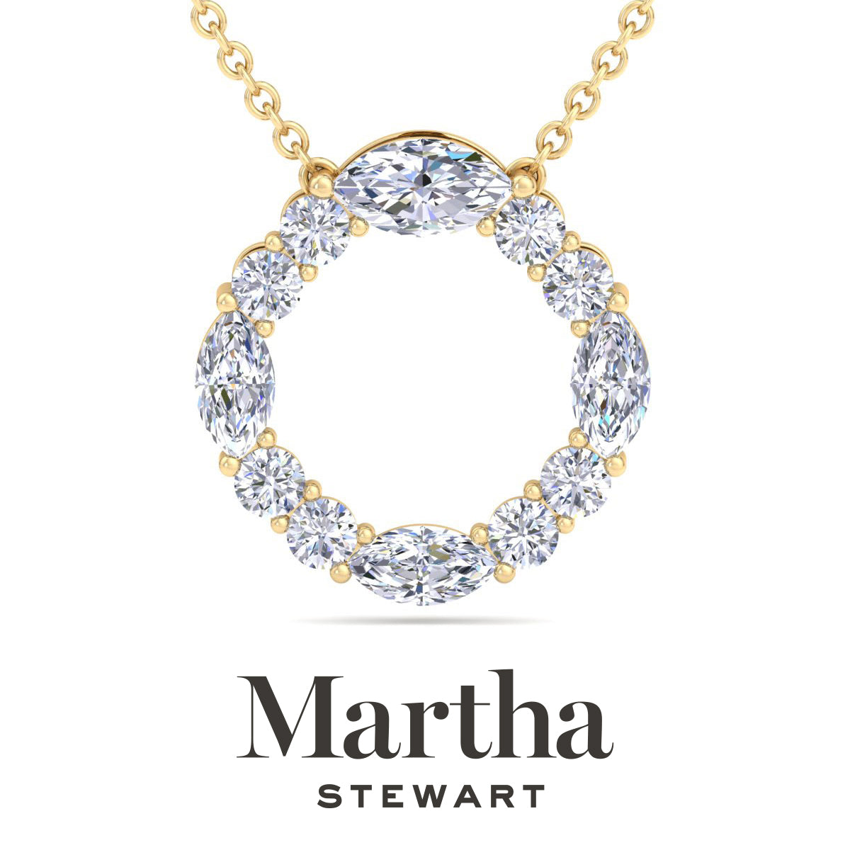 

Колье Martha Stewart с 4-каратными выращенными в лаборатории бриллиантами огранки «маркиз» и круглой огранки из 14-каратного золота. Женское ожерелье с выращенными в лаборатории бриллиантами. Martha Stewart, 14K Yellow Gold