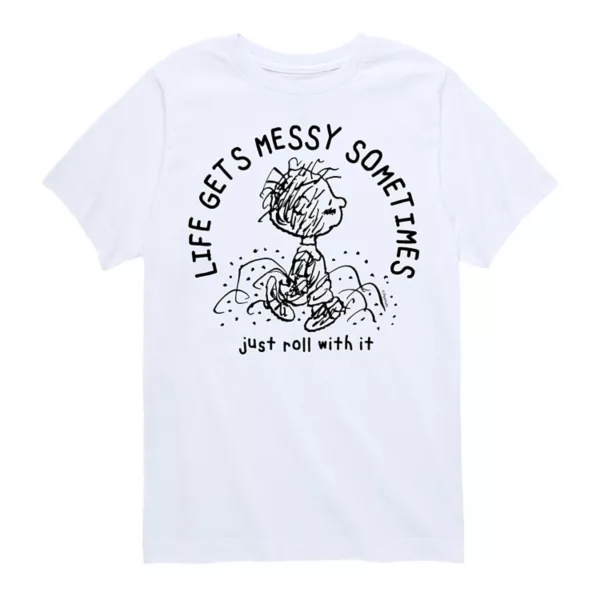 

Футболка с принтом "Жизнь — это хаос" для мальчиков 8-20 Peanuts Pig Pen Licensed Character, белый