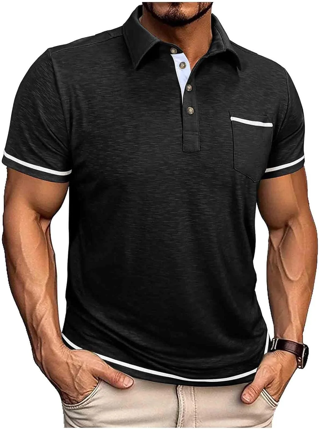 

Мужская футболка Dademeo Muscle Henley для тренировок, легкая, Slim Fitted, с карманом