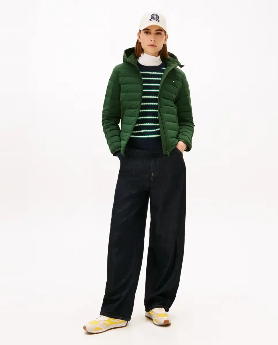 Женская стеганая куртка с капюшоном Tommy Hilfiger, бирюзовый — фото 3