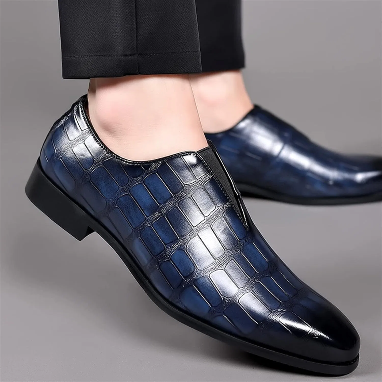 Туфли Men's Shoes Men Shoes Stone Pattern Casual PU Leather Shoes Generic, Black — фото 3