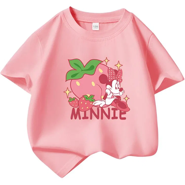 Футболка детская с принтом Strawberry Minnie-D Disney розовая