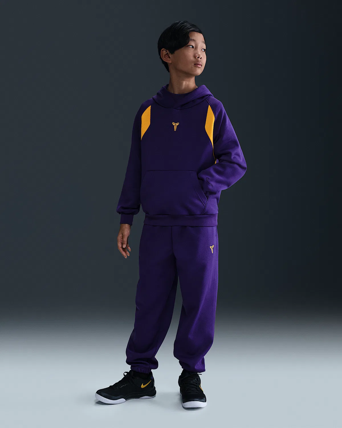 Детская толстовка-худи Therma-FIT Kobe, Court Purple/University Gold/University Gold — фото 4