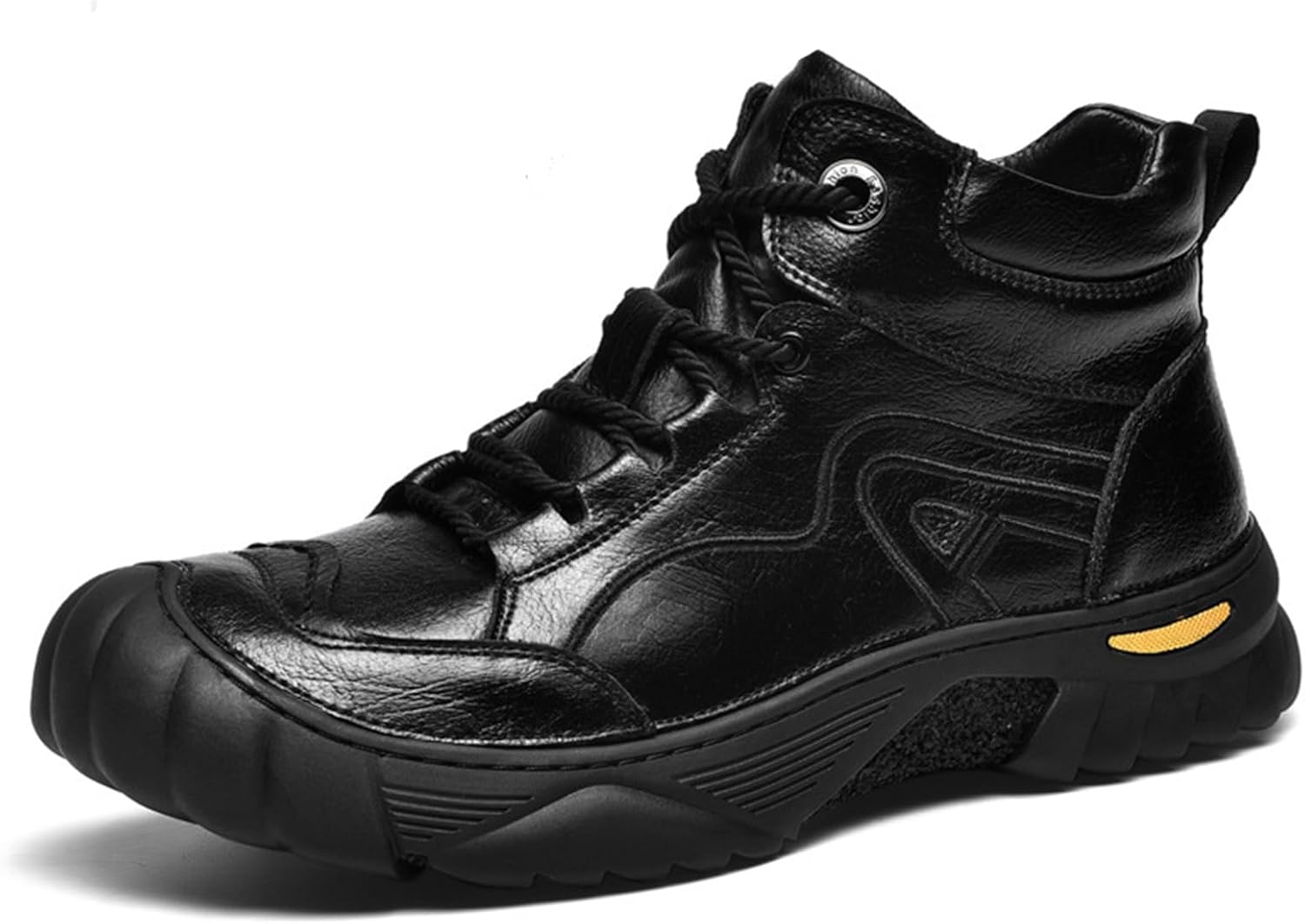 

Мужские кожаные ботинки Crepuscute с шнуровкой, платформой, для походов, водонепроницаемые, противоскользящие, теплые, с круглым носком, зимние, для активного отдыха и прогулок, на щиколотку, черный