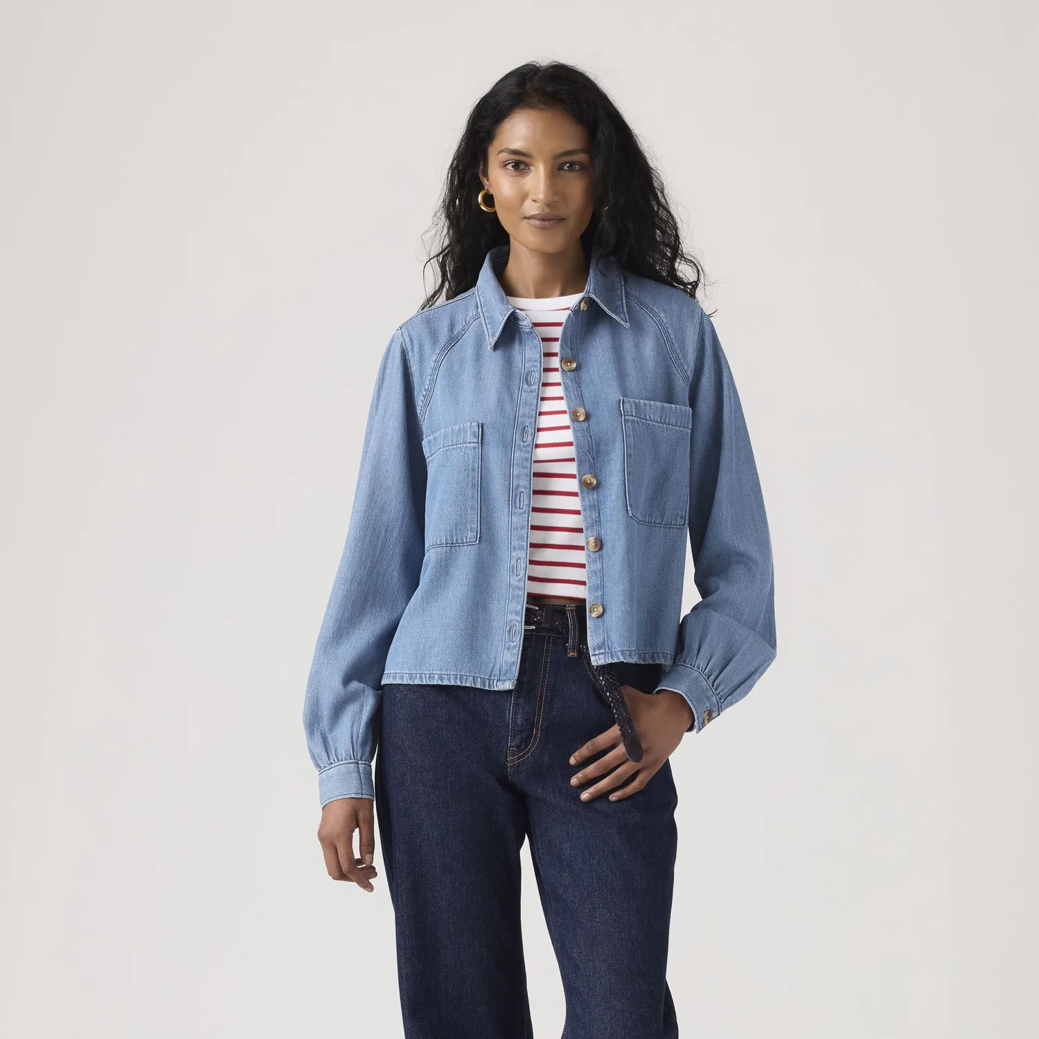 Миниатюрная рубашка с длинными рукавами в стиле милитари Levi's, Dark Wash — фото 3
