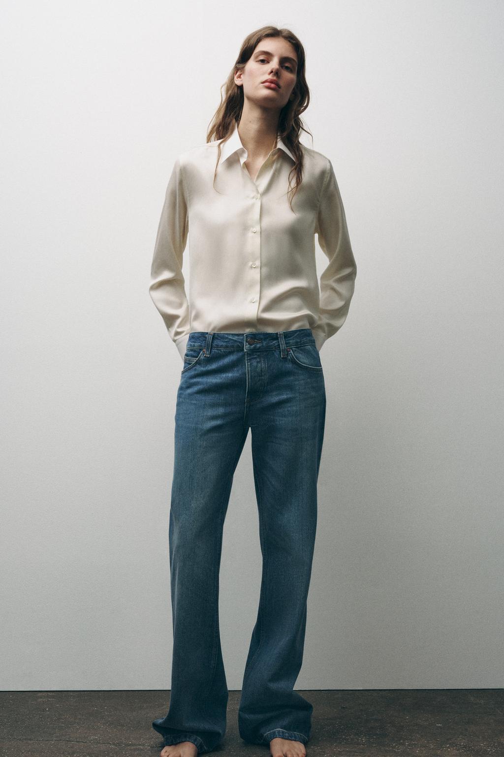 

Джинсы с низкой посадкой в обтяжку полной длины ZARA, цвет Faded blue