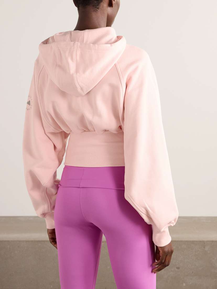 Укороченная толстовка Truecasuals из хлопкового джерси Adidas By Stella Mccartney, розовый — фото 2