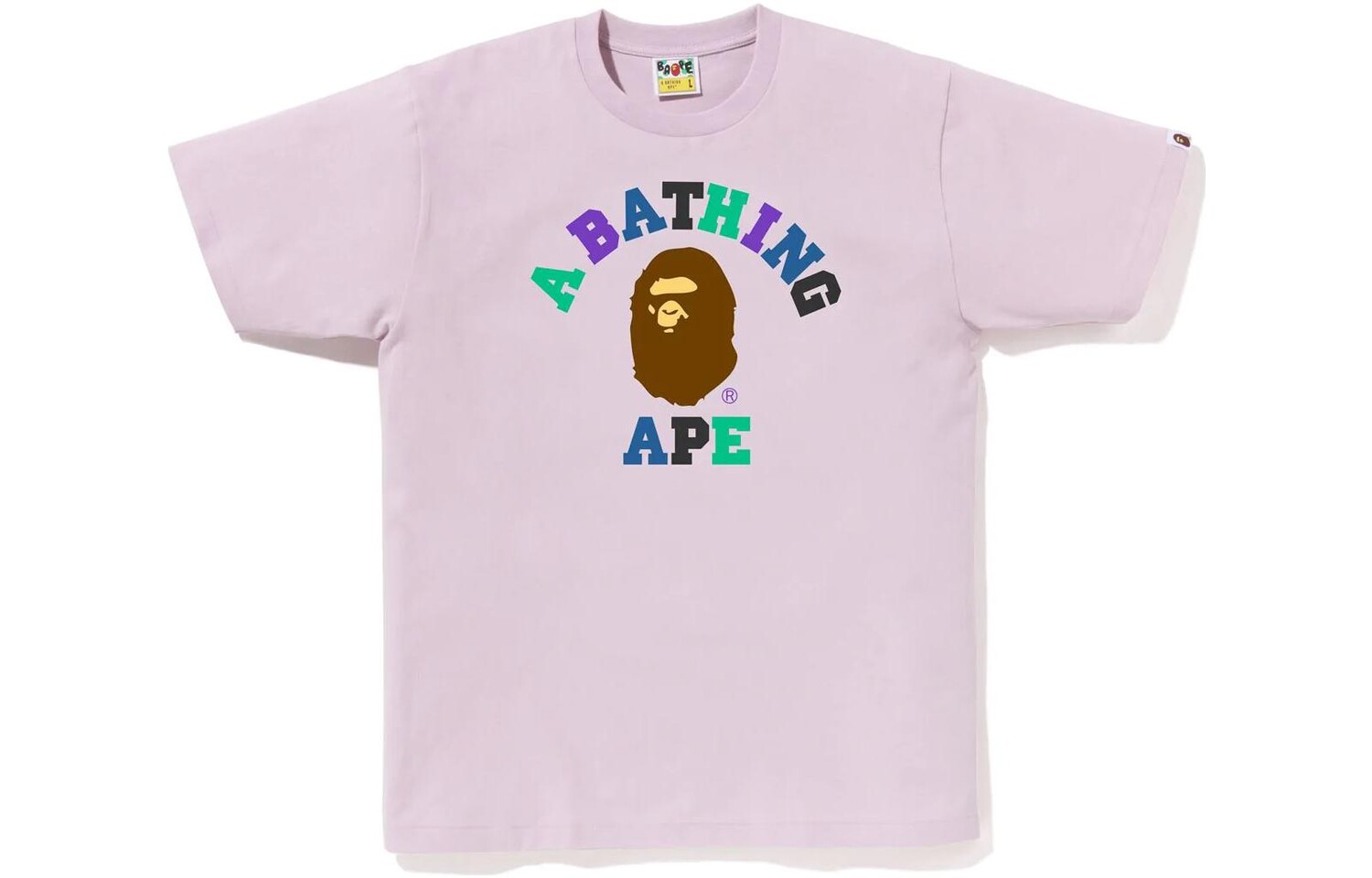 Футболка BAPE Colors College, весна-лето 23 A Bathing Ape, светло-фиолетовый — фото 2