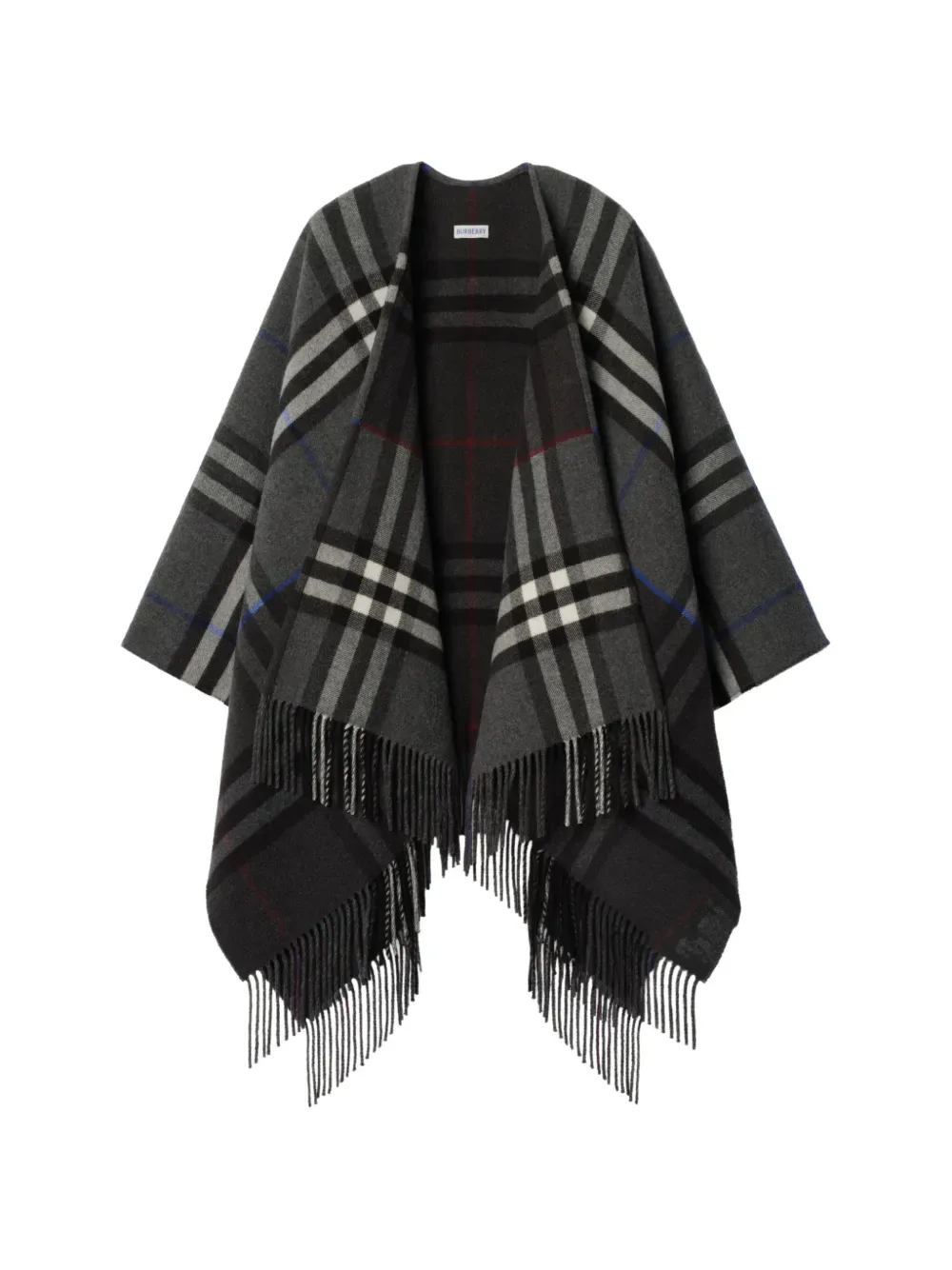 Плед из шерсти и кашемира Burberry, плед с контрастной отделкой, серый